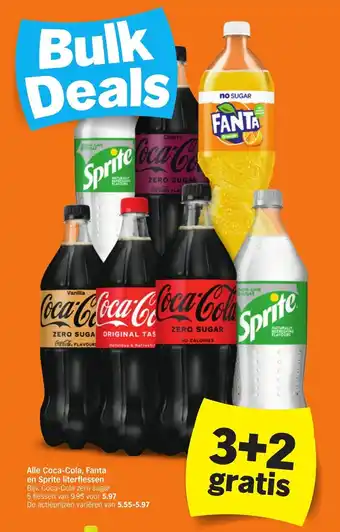 Albert Heijn Alle Cola-Cola, Fanta en Sprite literflessen aanbieding