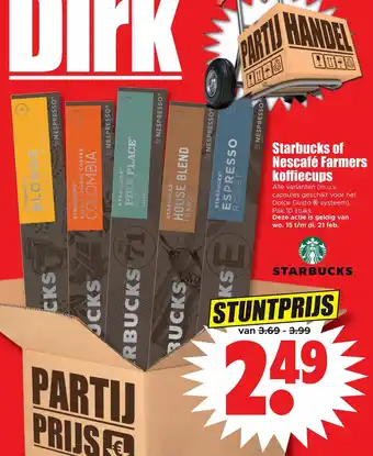 Dirk Starbucks of Nescafe Farmers koffiecups aanbieding