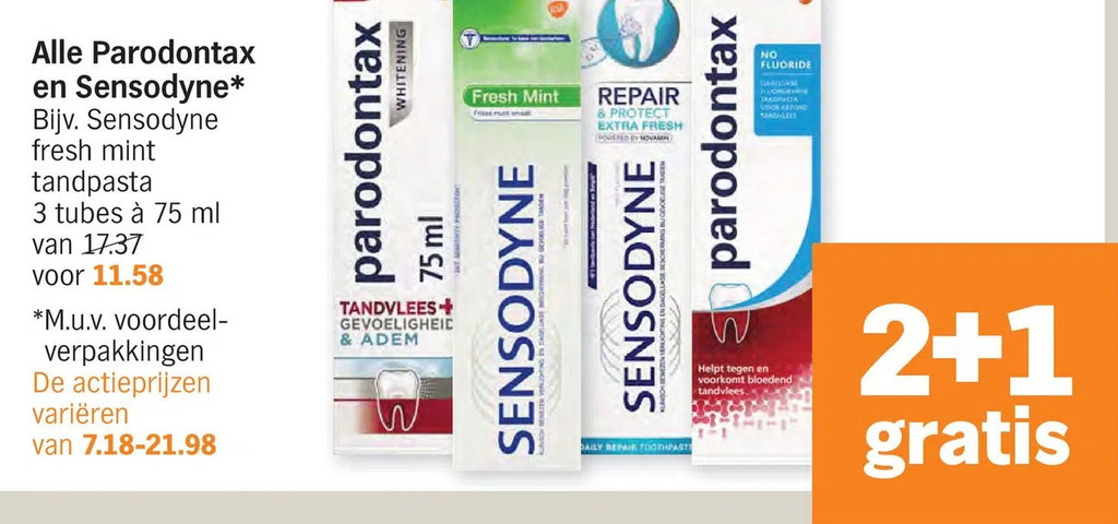 Alle parodontax en sensodyne* aanbieding bij Albert Heijn