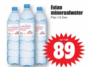 Dirk Evian mineraalwater fles 1.5 liter aanbieding