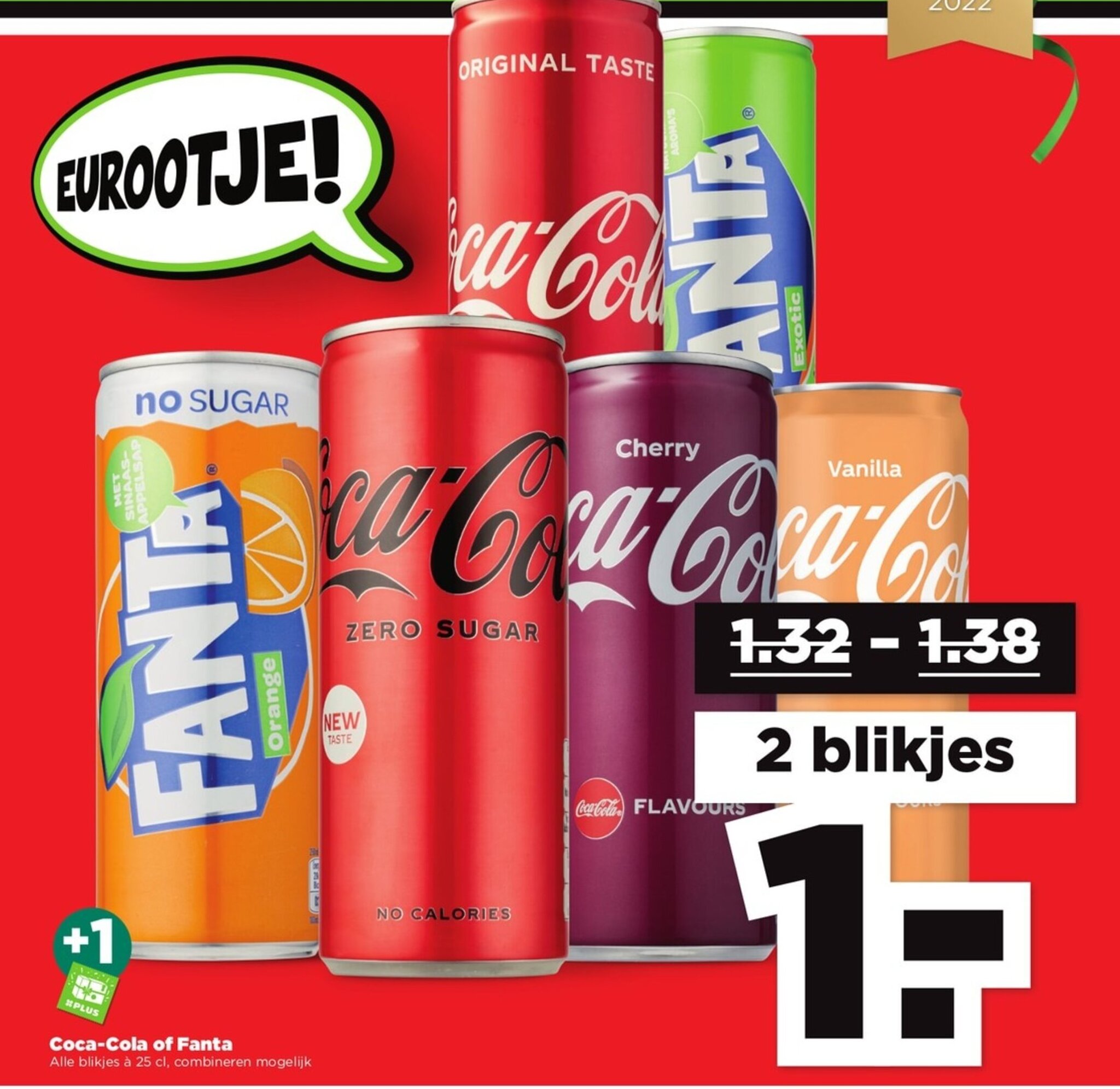 Cocacola 25cl 2 blikjes aanbieding bij