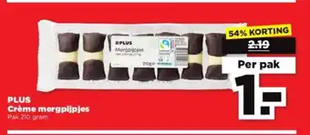 PLUS Plus creme mergpijpjes pak 210 gram per pak aanbieding