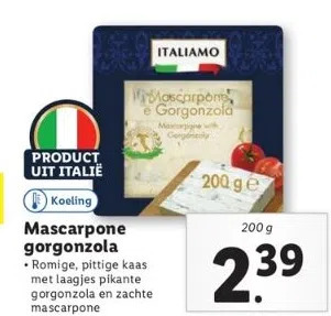 Lidl Mascarpone gorgonzola aanbieding