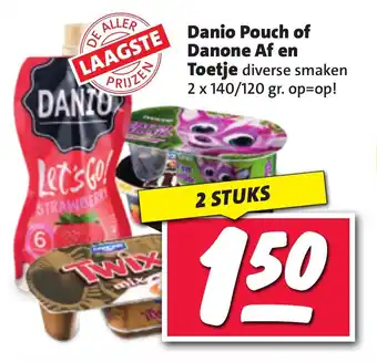 Nettorama Danio pouch of danone af en toetje 2 stuks aanbieding