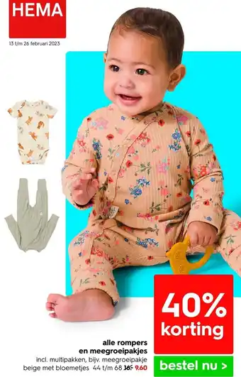 HEMA Alle rompers en meegroeipakjes aanbieding