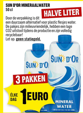 Dirck 3 SUN D'OR MINERAALWATER aanbieding