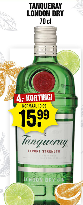 Dirck 3 TANQUERAY LONDON DRY aanbieding