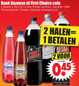 Dirk Raak Gazeuse of First Choice cola aanbieding