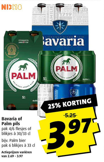 Boni Bavaria of Palm pils aanbieding