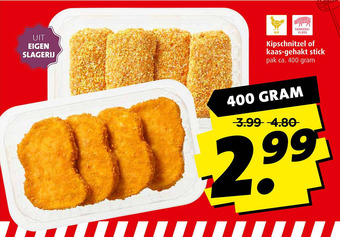 Boni Kipschnitzel of kaas-gehakt stick aanbieding