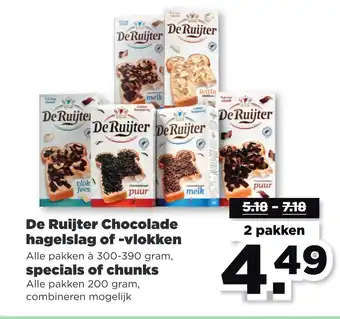 PLUS De ruijter chocolade hagelslag of -vlokken aanbieding