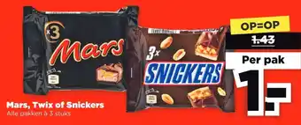 PLUS Mars, twix of snickers aanbieding