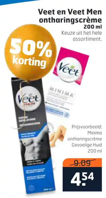 Trekpleister Veet en Veet Men ontharingscrème 200ml aanbieding