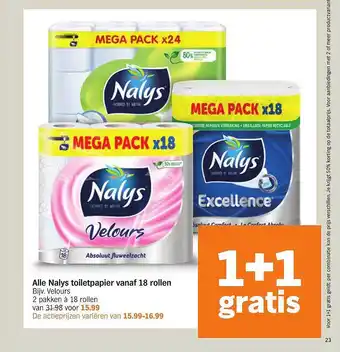 Albert Heijn Alle nalys toiletpapier vanaf 18 rollen aanbieding