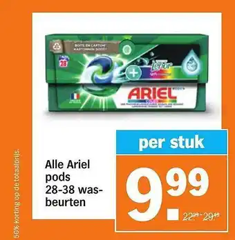 Albert Heijn Alle ariel pods 28-38 wasbeurten aanbieding