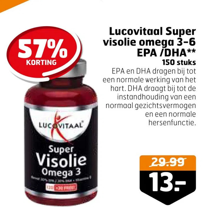 Lucovitaal super visolie omega 36 epa/dha** aanbieding bij Trekpleister