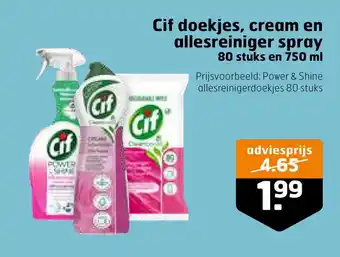 Trekpleister Cif doekjes, cream en allesreiniger spray aanbieding