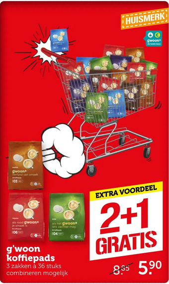 Coop G'woon koffiepads aanbieding