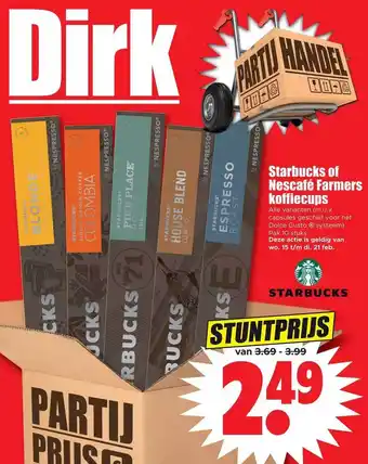 Dirk Starbucks of nescafé farmers koffiecups aanbieding