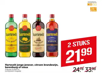 Coop Hartevelt jonge jenever, citroen brandewijn, berenburg of vieux aanbieding