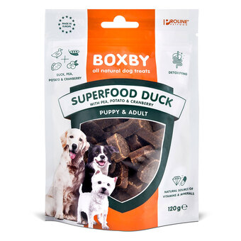 Zooplus Boxby hondensnacks superfood met eend, erwten en cranberry - 120 g aanbieding