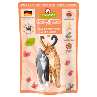 Zooplus 6x85g granatapet delicatessen kalf & konijn kattenvoer aanbieding