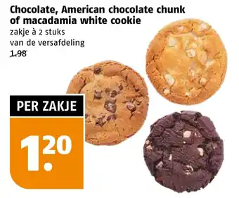 Poiesz Chocolate, american chocolate chunk of macadamia white cookie 2 stuks aanbieding