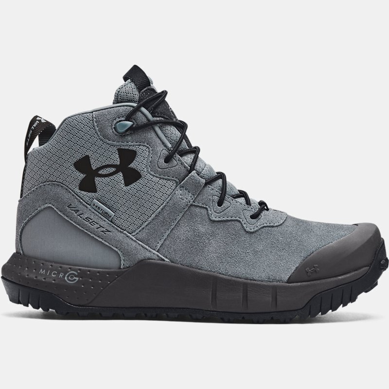 Herenboots under armour micro g® valsetz mid leather waterproof tactical  gravel / jet grijs / zwart 45.5 aanbieding bij Under Armour