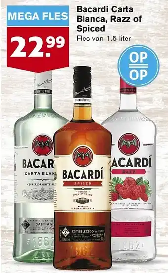 Hoogvliet Bacardi carta blanca, razz of spiced aanbieding