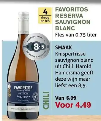 Hoogvliet Favoritos reserva sauvignon blanc aanbieding