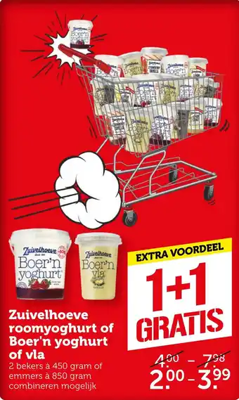 Coop Zuivelhoeve roomyoghurt of boer'n yoghurt of vla aanbieding