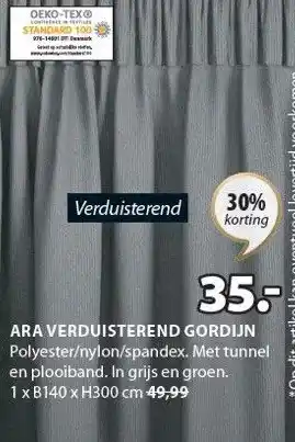 Jysk Ara verduisterend gordijn aanbieding