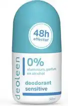 Bol.com Deoleen 0% aluminium - roller sensitive - deodorant - 50 ml aanbieding