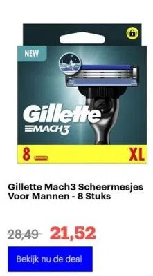 Bol.com Gillette mach3 scheermesjes voor mannen - 8 stuks aanbieding