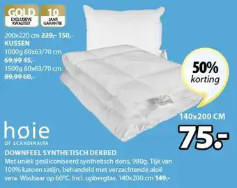 Jysk Downfeel synthetisch dekbed 140x200 cm aanbieding