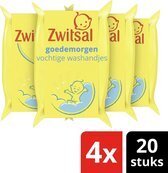 Bol.com Zwitsal baby goedemorgen vochtige washandjes - 4 x 20 stuks - voordeelverpakking aanbieding