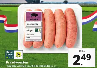 Lidl Braadworsten 400g aanbieding