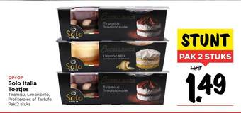 Vomar Voordeelmarkt Solo Italia Toetjes Tiramisu, Limoncello, Profiteroles Of Tartufo aanbieding