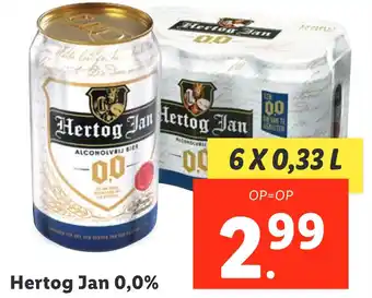 Lidl Hertog Jan 0,0% 6x0,33 liter aanbieding