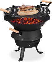 Bol.com Relaxdays houtskoolbarbecue - kolenbarbecue - bbq - camping barbecue - gietijzer - zwart aanbieding