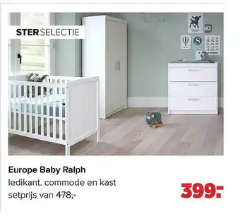 Baby-Dump Europe baby ralph : ledikant, commode en kast aanbieding