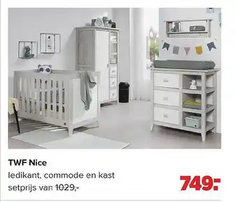 Baby-Dump Twf nice : ledikant, commode en kast aanbieding