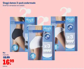 Makro Sloggi dames 3-pack ondermode aanbieding