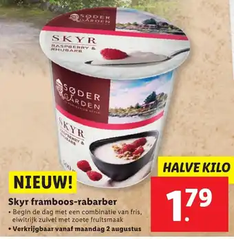 Lidl Soder Garden Skyr framboos-rabarber 500g aanbieding