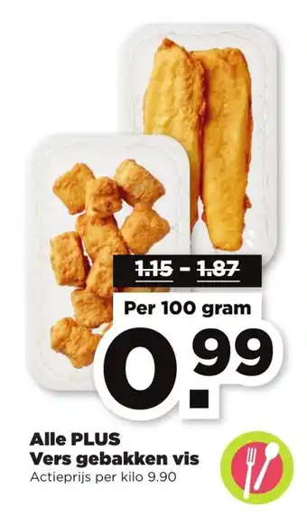 PLUS Alle Plus Vers Gebakken Vis 1 kilo aanbieding