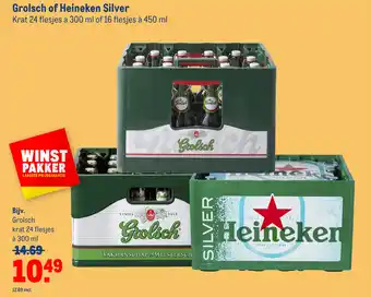 Makro Grolsch of Heineken Silver 300 ml aanbieding