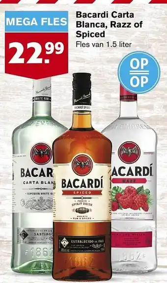 Hoogvliet Bacardi carta bianca, razz of spiced aanbieding