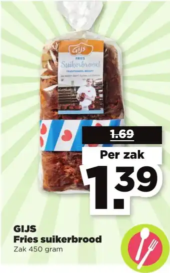 PLUS Gijs Fries Suikerbrood 450 gram aanbieding