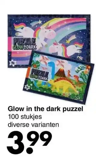 Wibra Glow in the dark puzzel aanbieding