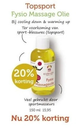 De Rode Pilaren Topsport Fysio massage olie 150ml aanbieding